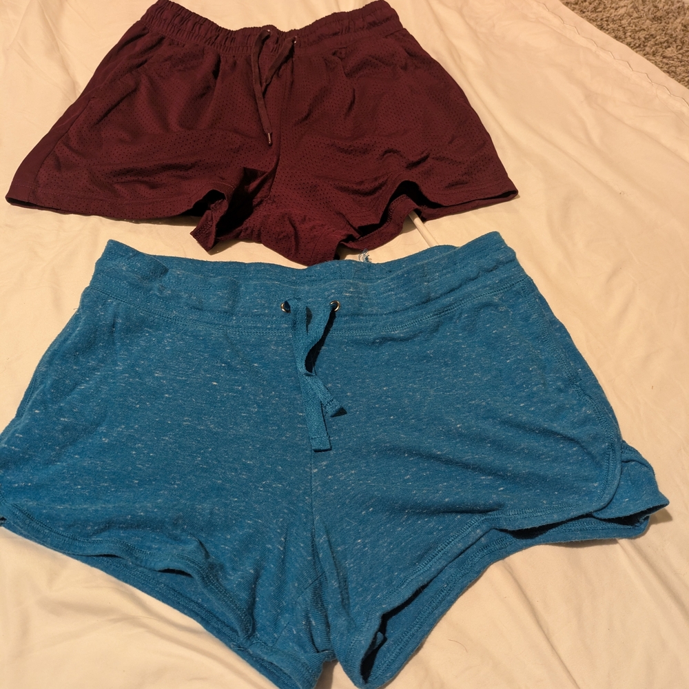 Two For 1! Athletic Works Women's Athletic Shorts - Blue and Maroon - Picture 2 of 7